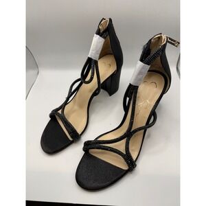 Jessica Simpson Black Embellished Strappy Block Heel Sandals Women's Size 9M